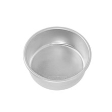 Nordic Ware Naturals aluminum 6-inch round layer cake pan, natural silver finish, angled view