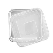 Nordic Ware Naturals aluminum 9-inch square cake pan with clear plastic lid, natural silver finish