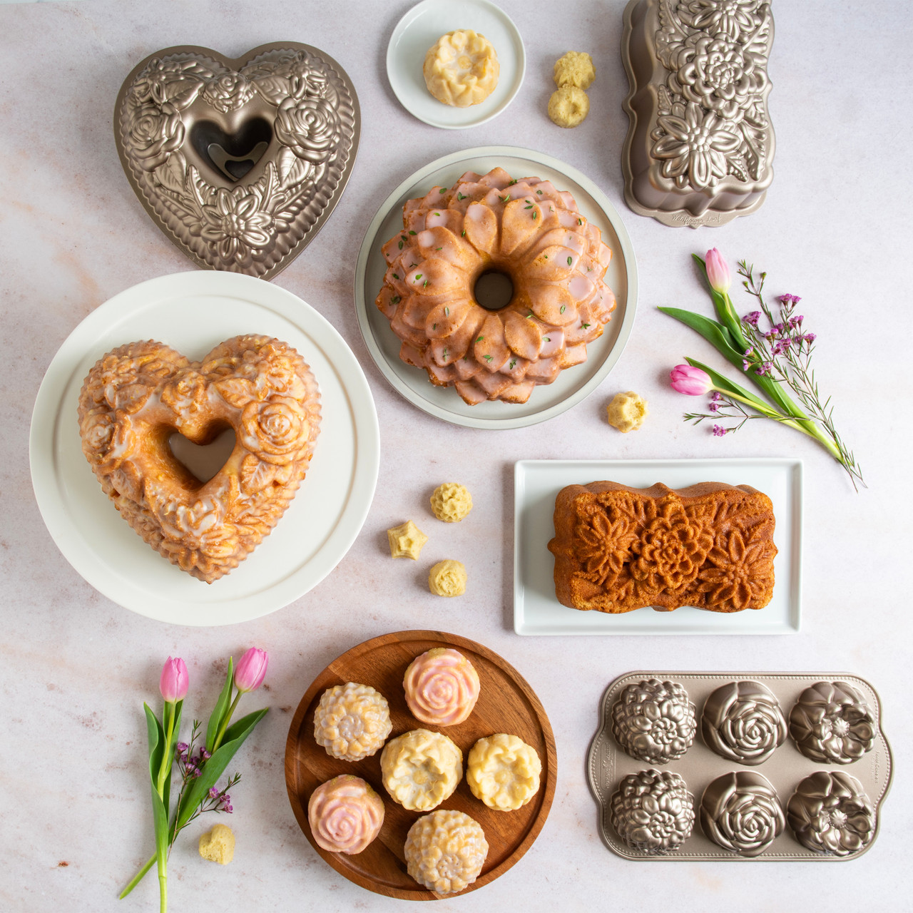 Floral Pan and Cakes group shot