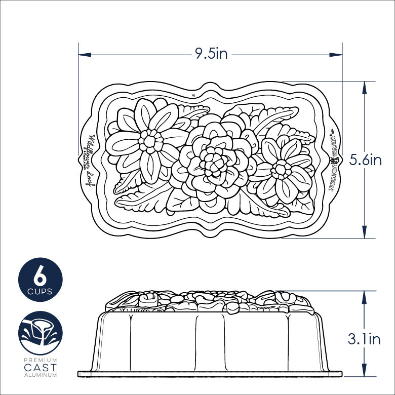 ★ノルディックウェア フローラルバンドパン 新品　NORDIC WARE Wildflower Loaf and Bundt® Cleaning Tool Set | Cast Aluminum