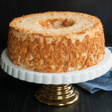 Nordic Ware aluminum angel food cake pan with removable bottom and central tube, silver finish