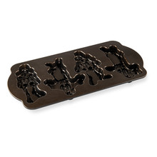Nordic Ware aluminum cakelet pan with 4 skeleton-shaped cavities, bronze nonstick interior coating