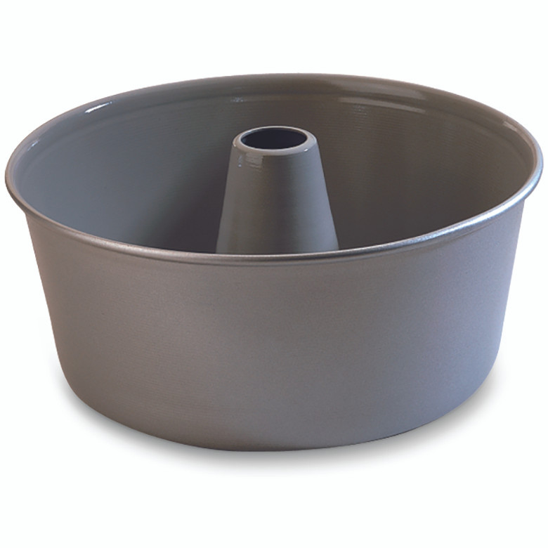 Nordic Ware ProForm aluminum angel food cake pan with removable bottom, silver finish, tube design