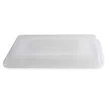 Nordic Ware white plastic half sheet cover with clear center panel and raised edges