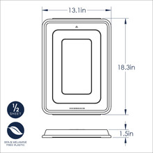 Nordic Ware half sheet storage cover dimensional diagram showing measurements and specifications