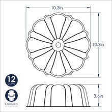 Nordic Ware 12-cup formed bundt pan, aluminum with fluted design and center tube, silver finish