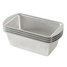 Nordic Ware Naturals aluminum mini loaf pans set of 4, rectangular baking pans with natural silver finish