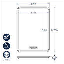 Nordic Ware Naturals nonstick half sheet pan dimensional drawing with measurements and aluminum construction icons