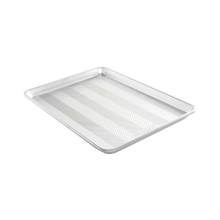 Nordic Ware Prism aluminum half sheet pan with textured bottom surface and raised rim, natural finish
