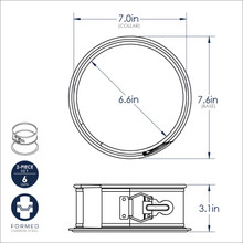 Nordic Ware 7-inch springform pan technical drawing showing dimensions and removable bottom mechanism
