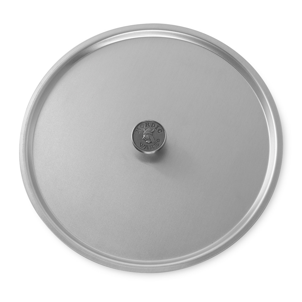 Nordic Ware 13-inch aluminum stock pot lid with cast metal logo knob, silver finish