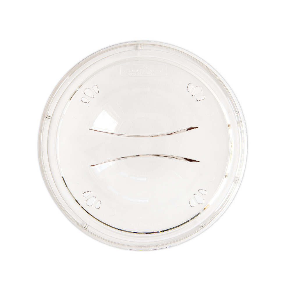 Nordic Ware clear plastic microwave plate cover with steam vents, round 10-inch diameter, top view