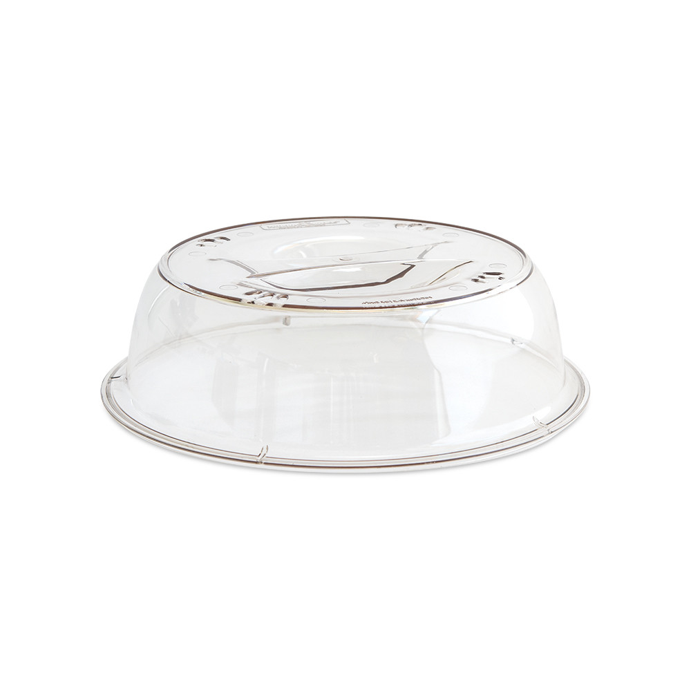 Nordic Ware clear plastic microwave plate cover with ventilation holes and steam vents, dome-shaped
