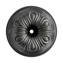Nordic Ware aluminum Chiffon bundt pan with ornate fluted design and decorative scalloped rim, dark finish