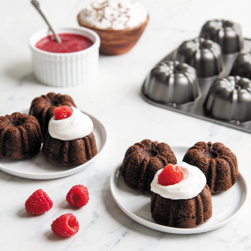 bundt brownie bites made with nordic ware bundt brownie pan