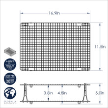 Nordic Ware stackable cooling grid dimensional drawing showing 16.9x11.5 inch wire rack with measurements