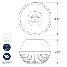 Nordic Ware Quick Pop Single Serve Popper dimensional drawing showing top and side views with measurements
