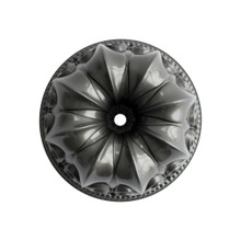 Nordic Ware Fleur de Lis bundt pan, dark gray aluminum with ornate French lily pattern and fluted design