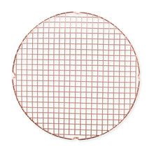Nordic Ware round copper cooling rack with wire grid pattern and raised feet for air circulation