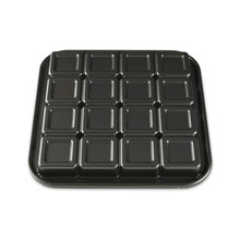Nordic Ware aluminum brownie bites pan with 12 square cavities, natural silver finish baking mold