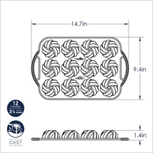 Nordic Ware aluminum braided mini bundt pan with six cavities, showing detailed rope-like braided pattern