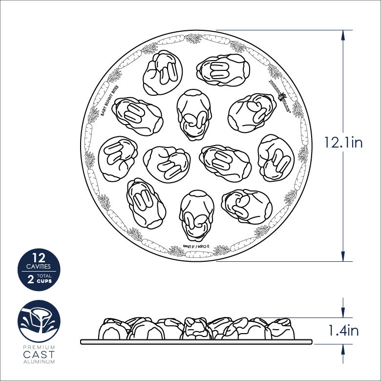 Baby Bunny Bites Cakelet Pan | Cast Aluminum Bakeware | Nordic Ware