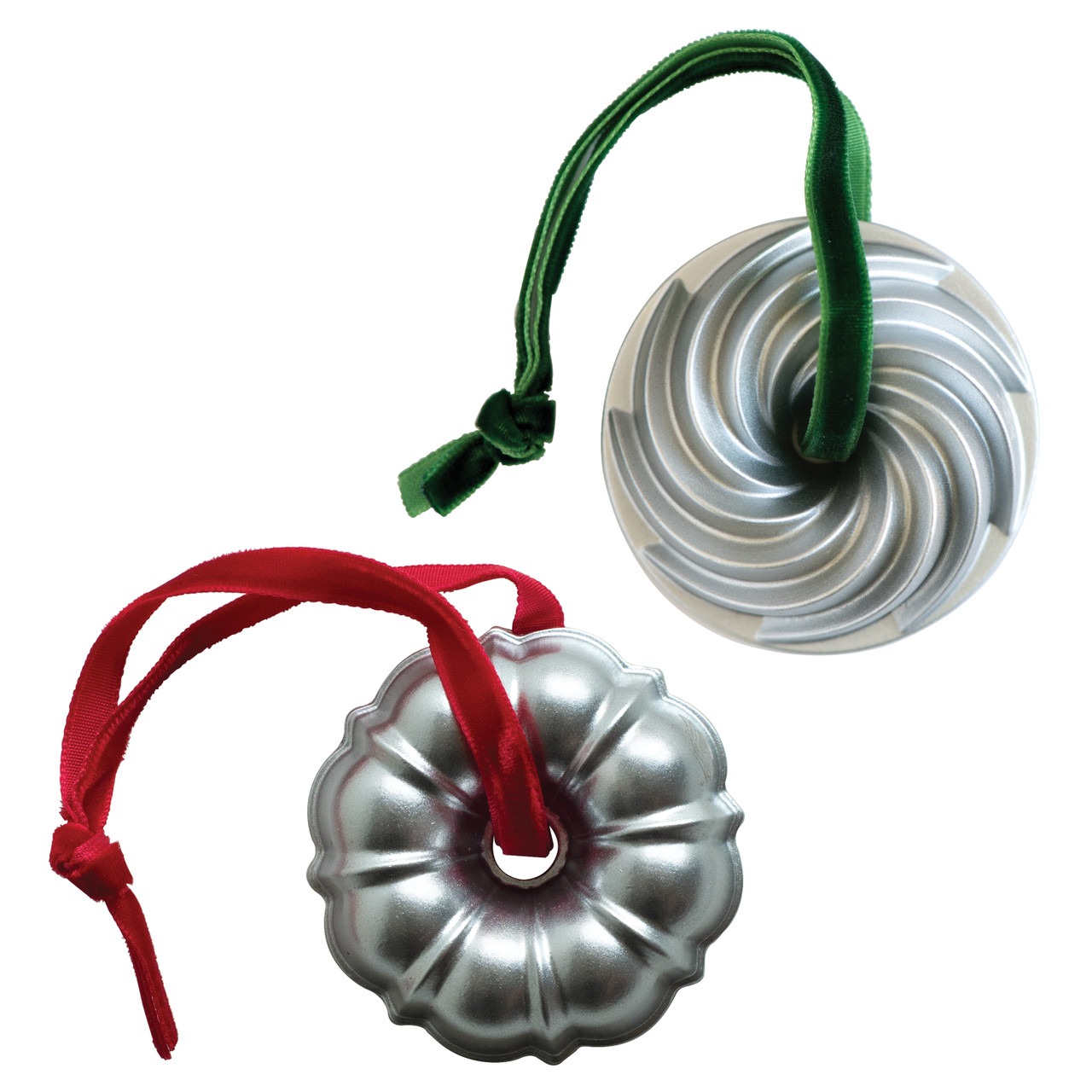 Set of 2 Silver Collectible Cast Ornaments, Classic and Heritage