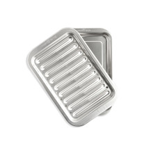 Nordic Ware aluminum broiler pan set with ribbed rack insert, natural silver finish, rectangular shape