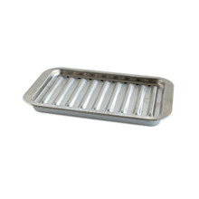 Nordic Ware aluminum broiler pan set with ribbed rack insert, natural silver finish, rectangular shape