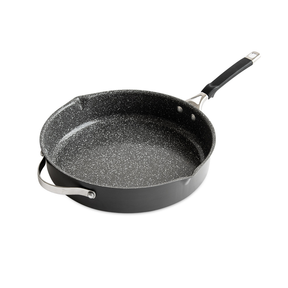 Nordic Ware Verde ceramic nonstick 12-inch skillet, round with dark green interior and black handle