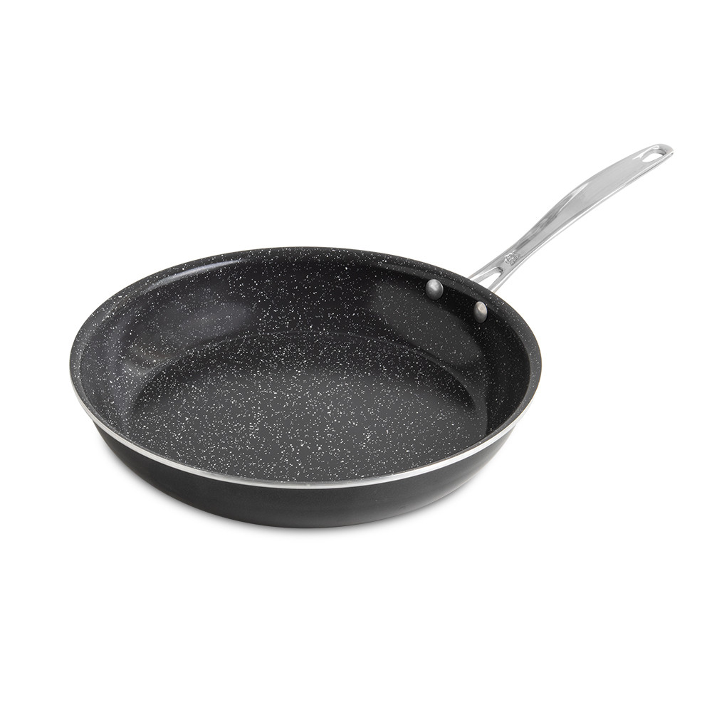 Nordic Ware Basalt 12-inch saute skillet with non-stick dark gray interior and black handle