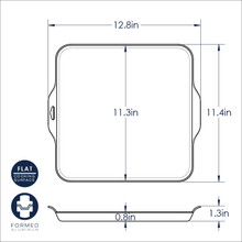 Nordic Ware Square Griddle King dimensional diagram showing measurements and specifications on white background