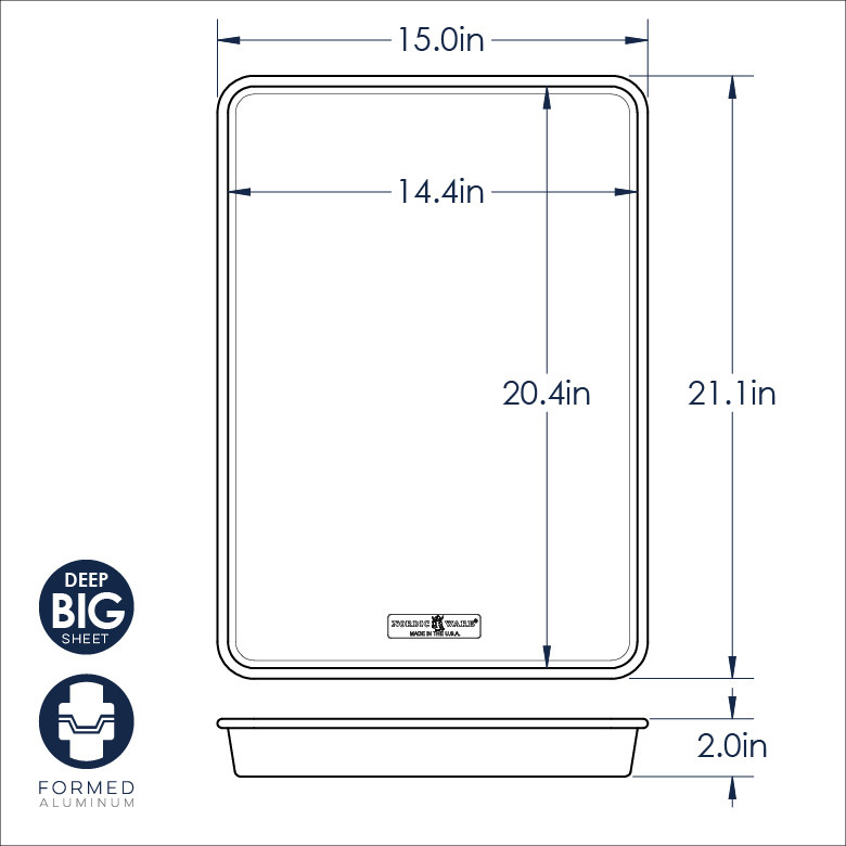 Nordic Ware Naturals aluminum big batch baking pan, large rectangular sheet pan with natural silver finish