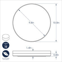Technical dimensional drawing showing measurements and specifications for Nordic Ware 10-inch aluminum meal plates