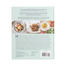 Back cover of Nordic Ware Love Welcome Serve cookbook showing recipe photos and book description