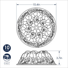 Technical drawing showing dimensions and measurements of Nordic Ware Pumpkin Patch Bundt pan design