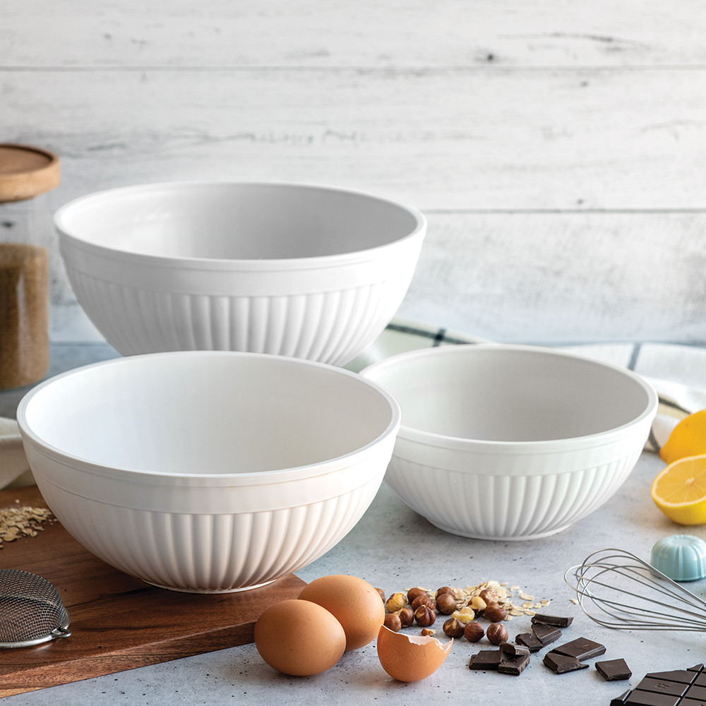 Nordic Ware 3 Piece Prep & Serve Mixing Bowl Set, White - Picture 2 of 4