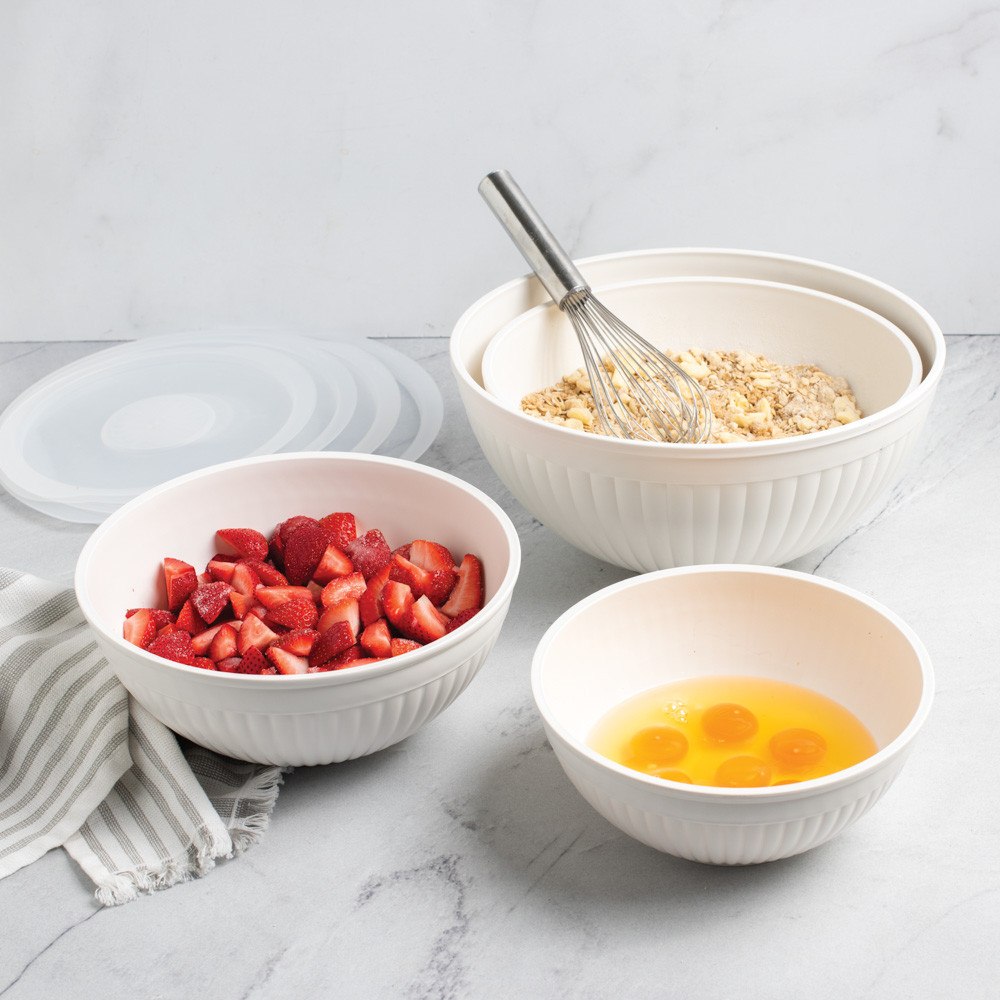 8 Piece Covered Bowl Set, White | Microwave Safe Bowls | Nordic Ware