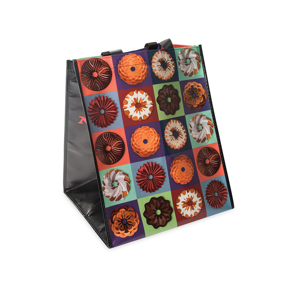 Bundt Resusable Tote Bag in black and multiple Bundt designs