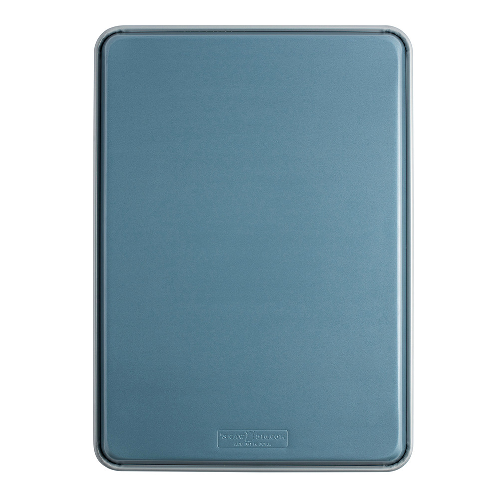 Nordic Ware aluminum sheet pan, extra large rectangular baking pan with raised rim, natural silver finish