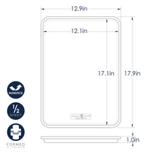 Nordic Ware aluminum half sheet pan with dimensional measurements and specifications diagram