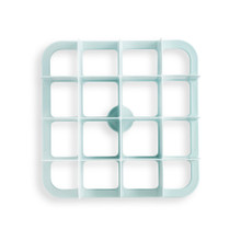 Nordic Ware Brownie Buddy aluminum cutting tool, overhead view showing grid pattern that cuts 16 square pieces