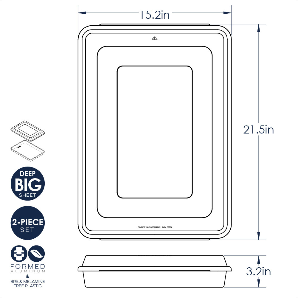 Nordic Ware Naturals aluminum big batch pan with fitted lid, rectangular shape, natural silver finish
