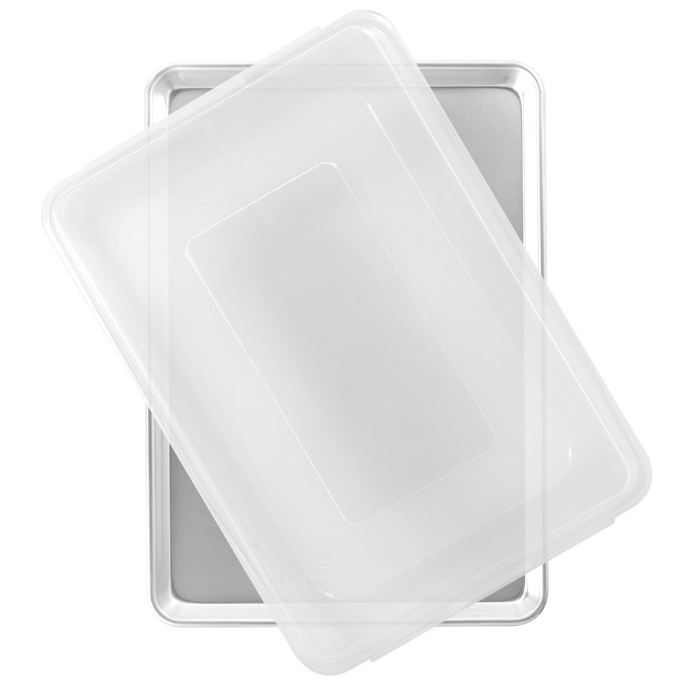 Nordic Ware Naturals aluminum big sheet pan with matching lid, rectangular baking pan in natural finish