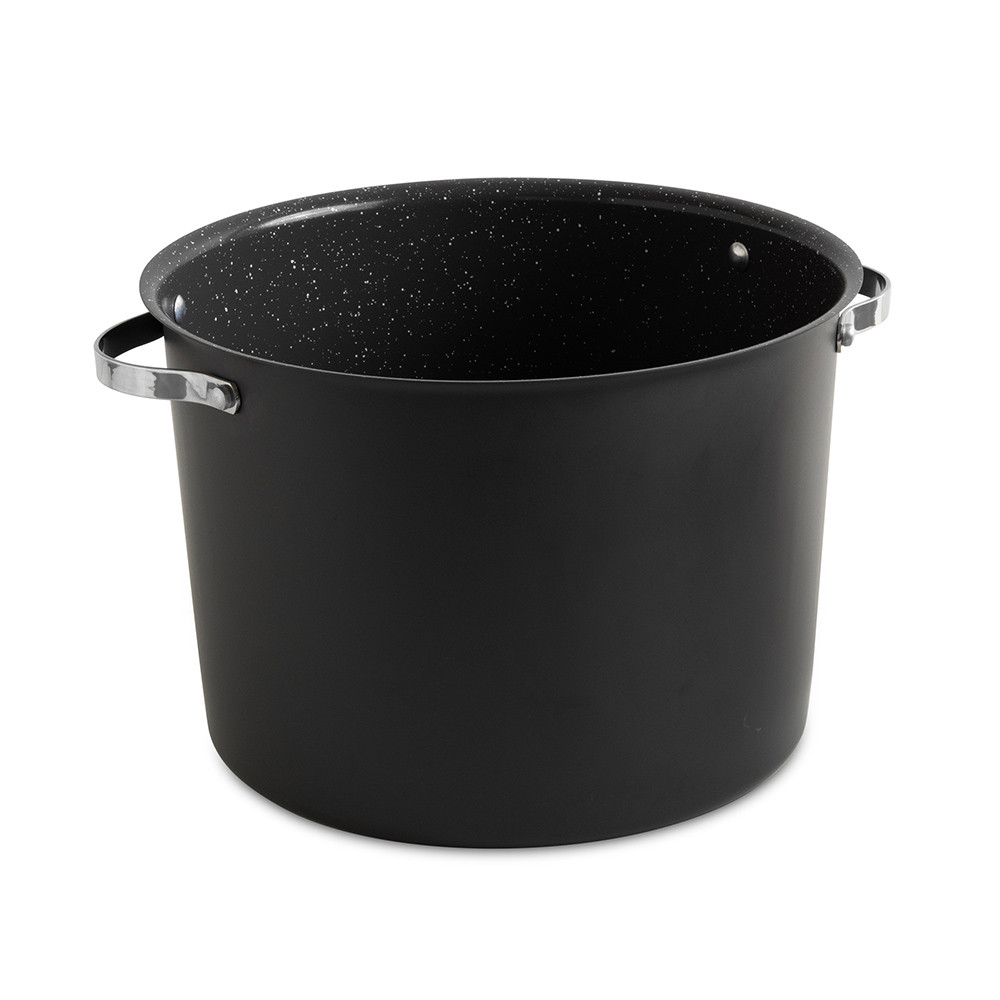 Nordic Ware Verde 20-quart aluminum stock pot with lid, large round cookware in natural silver finish