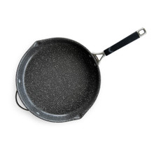 Nordic Ware 12-inch Verde ceramic nonstick skillet interior, round with light green coating, overhead view