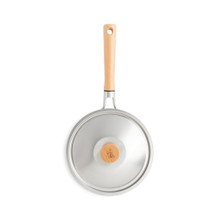 Nordic Ware Cardamom 8-inch nonstick saute pan with glass lid, cream exterior, aluminum construction