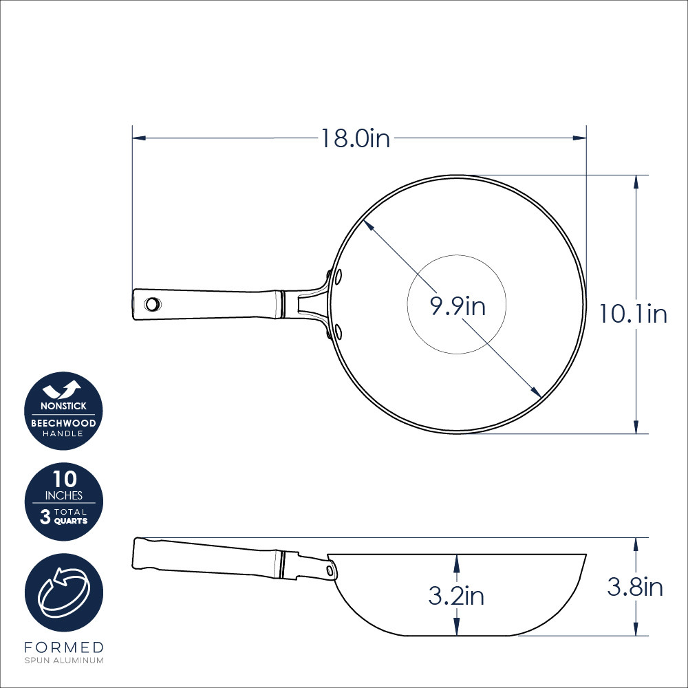 Nordic Ware 10-inch ceramic nonstick wok in cardamom color with sloped sides and flat bottom