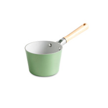 Nordic Ware 1.5 quart cardamom ceramic nonstick saucepan with light speckled finish and black handle