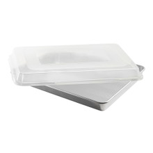 Nordic Ware Prism aluminum big batch pan with fitted lid, rectangular shape, natural silver finish